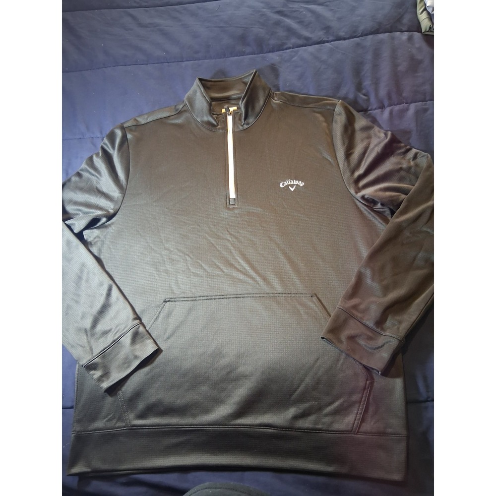 Callaway Golf 1/4 Zip Pullover‎ Jacket Mens Size Large Black Fleece Lined